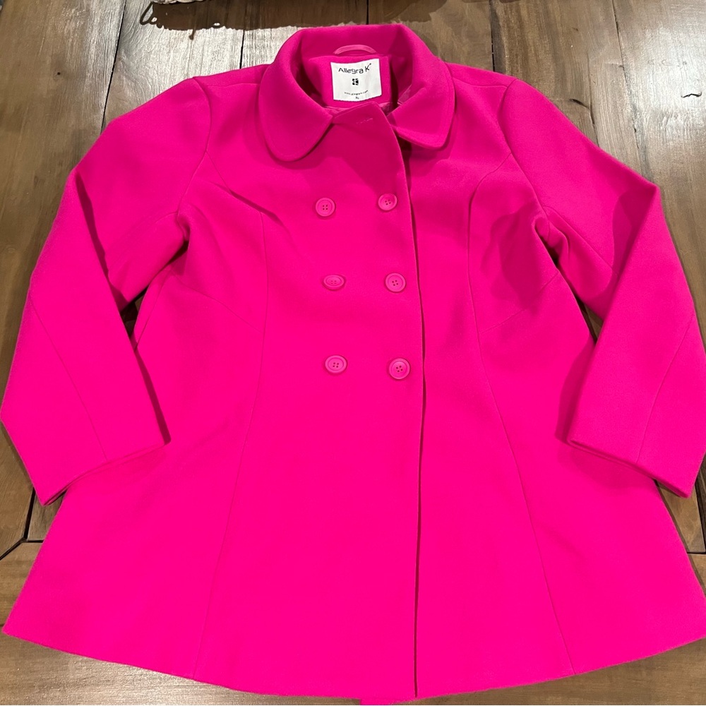 Allegra K Women’s NWOT Double Breasted Coat, Size XL, Hot Pink